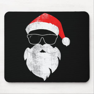 Lustiges Hipster-Weihnachtsmann-Gesicht mit Hut Ba Mousepad