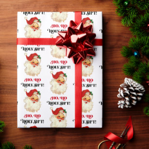 Lustiges Ho Ho Heiliger Retro-Weihnachtsmann-Gesic Geschenkpapier