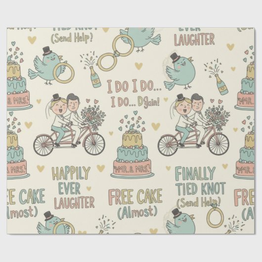 Lustiges Hochzeitspapier Geschenkpapier (Flach)