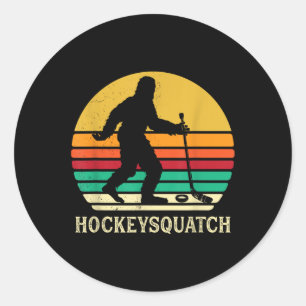 Lustiges Hockey Sasquatch Geschenk Bigfoot Feld Ei Runder Aufkleber