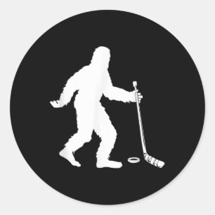 Lustiges Hockey-Sasquatch-Geschenk Bigfoot-Feld-Ei Runder Aufkleber