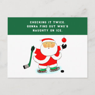 Lustiges Hockey-Weihnachten Feiertagspostkarte
