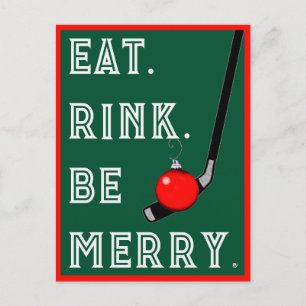 Lustiges Hockey-Weihnachten Feiertagspostkarte