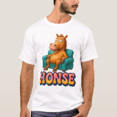 Lustiges Honse-Meme Pferd sitzt auf Sofa T-Shirt (Vorderseite)
