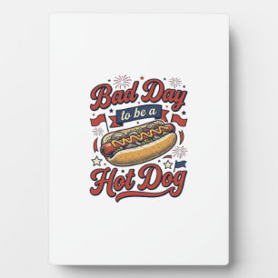 Lustiges Hot Dog Vintage Patriotisches Lebensmitte Fotoplatte