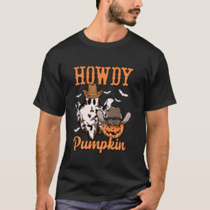 Lustiges Howdy-Kürbis-Shirt Western-Geisterhut Kuh T-Shirt