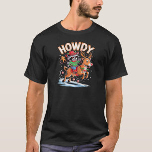 Lustiges Howdy Weihnachten Waschbär Cowboy Reiten  T-Shirt