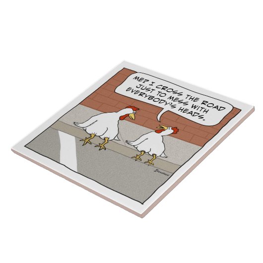 Lustiges Huhn erklärt, warum es die Straße kreuzt Fliese (Seite)