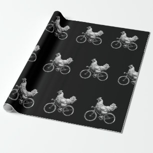 Lustiges Huhn fährt Fahrrad Radfahrer Süßes Tier L Geschenkpapier