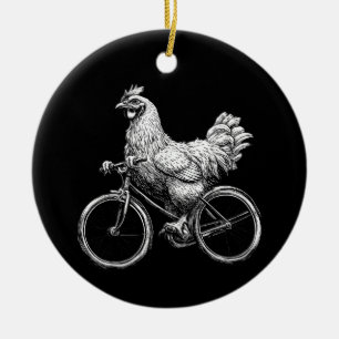 Lustiges Huhn fährt Fahrrad Radfahrer Süßes Tier L Keramik Ornament