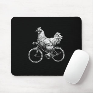 Lustiges Huhn fährt Fahrrad Radfahrer Süßes Tier L Mousepad