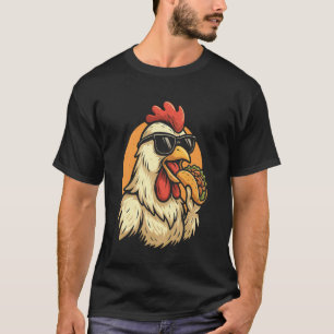 Lustiges Huhn mit Sonnenbrille isst Taco Cute Fern T-Shirt