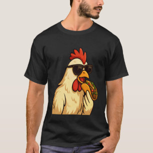 Lustiges Huhn mit Sonnenbrille isst Taco Cute Fern T-Shirt