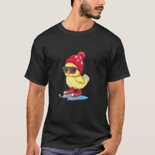 Lustiges Huhn mit Sonnenbrille und Eisschuh T-Shirt