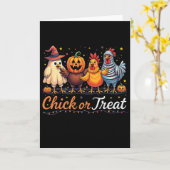 Lustiges Huhn oder Halloween-Hexen-Spooky-Chicke Karte (Gelbe Blume)