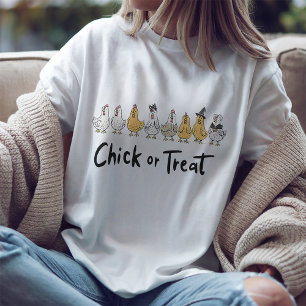 Lustiges Huhn oder Süßigkeiten Halloween T-Shirt