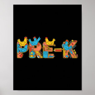 Lustiges Huhn Pre K Zurück zur Schule Kinder Junge Poster