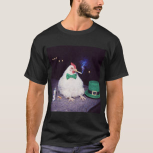 Lustiges Huhn raucht Zigarette Bier Gen Z St Patr T-Shirt