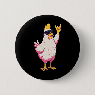 Lustiges Huhn Retro-Stil Cartoon-Geflügel Humor De Button