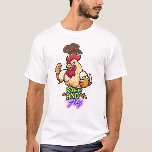 Lustiges Huhn Rise and Fly” T-Shirt (Vorderseite)