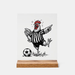 Lustiges Hühner-Fußball Vintage-Stich-Shirt_1 Acrylschild