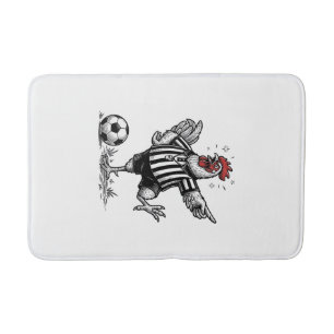 Lustiges Hühner-Fußball Vintage-Stich-Shirt_1 Badematte