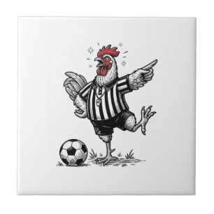 Lustiges Hühner-Fußball Vintage-Stich-Shirt_1 Fliese
