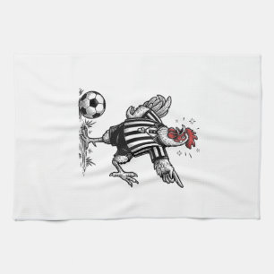 Lustiges Hühner-Fußball Vintage-Stich-Shirt_1 Geschirrtuch