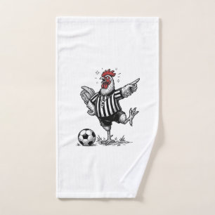 Lustiges Hühner-Fußball Vintage-Stich-Shirt_1 Handtuch