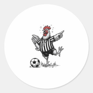 Lustiges Hühner-Fußball Vintage-Stich-Shirt_1 Runder Aufkleber