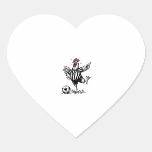 Lustiges Hühner-Fußball Vintage-Stickerei-Shirt_1 Herz-Aufkleber
