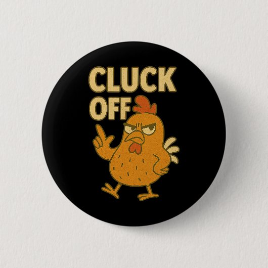 Lustiges Hühner-Gackern-Aus Vintage Retro-Geschenk Button (Vorderseite)
