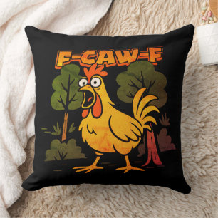 Lustiges Hühnerdesign – F-Caw-F Cartoon-Tier Humor Kissen