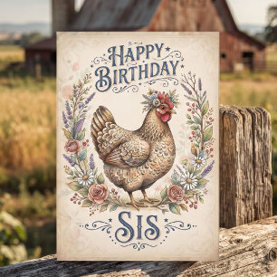 Lustiges Hühnergedicht zum Geburtstag der Schweste Karte