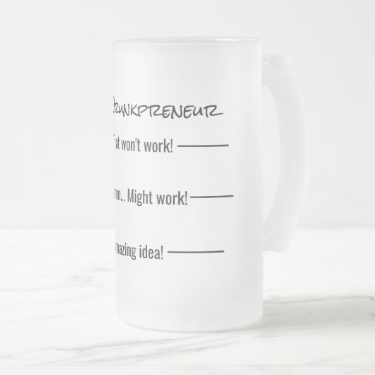 Lustiges humorvolles Drunkpreneur Maß Mattglas Bierglas (VorderseiteRechts)