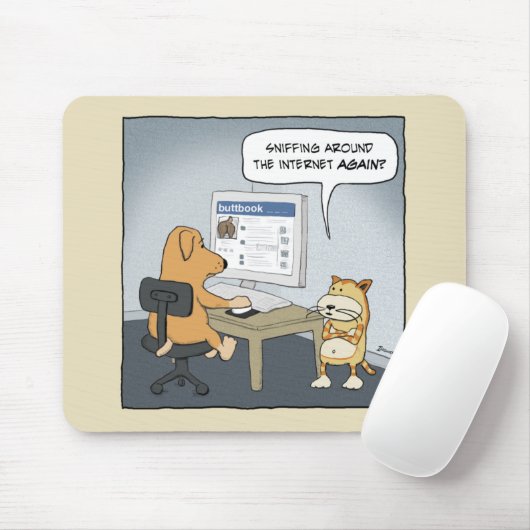 Lustiges Hund- und Katze mousepad: Herum Mousepad (Mit Mouse)