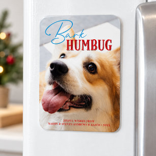 Lustiges Hunde-Foto-Bellen-Humbug-Weihnachten Magnet