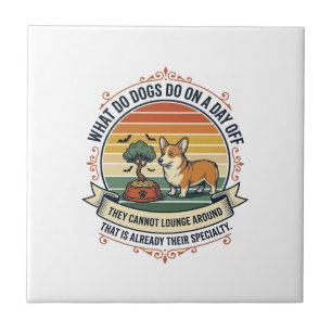 Lustiges Hunde-Freizeit-Vintage-Stickerei-Zitat-Sh Fliese