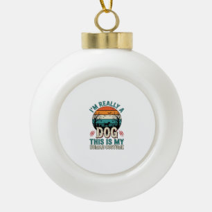 Lustiges Hunde-Mensch-Kostüm Vintage-Halloween-Shi Keramik Kugel-Ornament