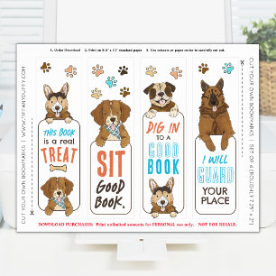 Lustiges Hunde-Wortspiel-Bookmark-Druckblatt Poster