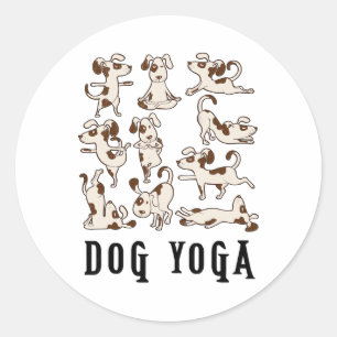 Lustiges Hunde-Yoga-Geschenk-T-Shirt - Süße Famili Runder Aufkleber
