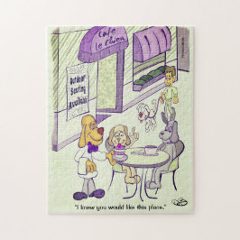 Lustiges Hundecafe-Puzzle Puzzle