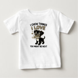 Lustiges Hundekauwarnungsgrafik Baby T-shirt