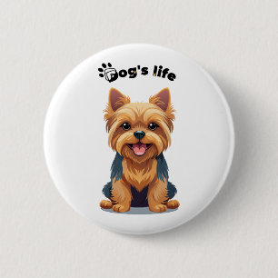 Lustiges Hundeleben Yorkshire Terrier Illustration Button