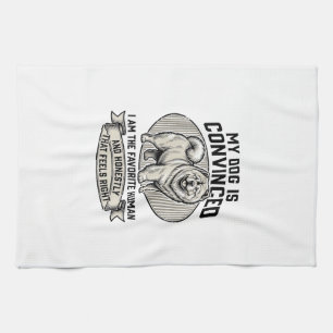 Lustiges Hundeliebhaber-Shirt mit Vintage-graviert Geschirrtuch