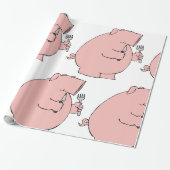 Lustiges hungriges Schwein hält Gabel und Messer Geschenkpapier (Ungerollt)