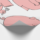 Lustiges hungriges Schwein hält Gabel und Messer Geschenkpapier