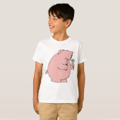 Lustiges hungriges Schwein hält Gabel und Messer T-Shirt (Vorne ganz)