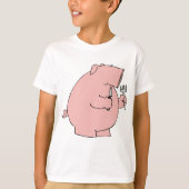 Lustiges hungriges Schwein hält Gabel und Messer T-Shirt (Vorderseite)