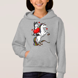 Lustiges Husky-HundereitEinhorn Hoodie